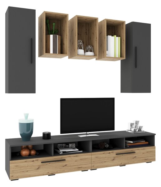 Living haaus V9, Antracit/Stejar Artisan, L 190 cm