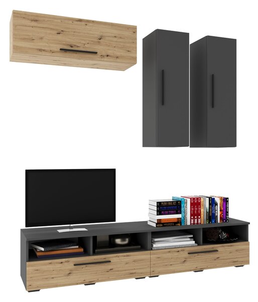 Living haaus V10, Antracit/Stejar Artisan, L 190 cm