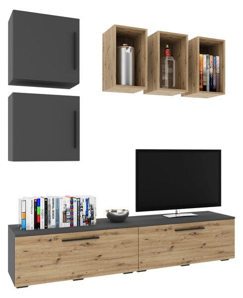Living haaus V8, Antracit/Stejar Artisan, L 190 cm