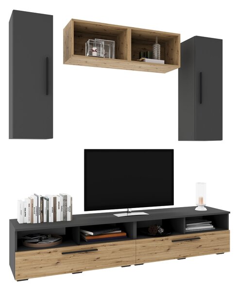 Living haaus V16, Antracit/Stejar Artisan, L 190 cm
