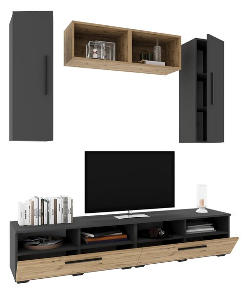 Living haaus V16, Antracit/Stejar Artisan, L 190 cm