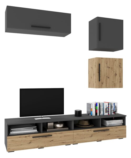 Living haaus V15, Antracit/Stejar Artisan, L 190 cm