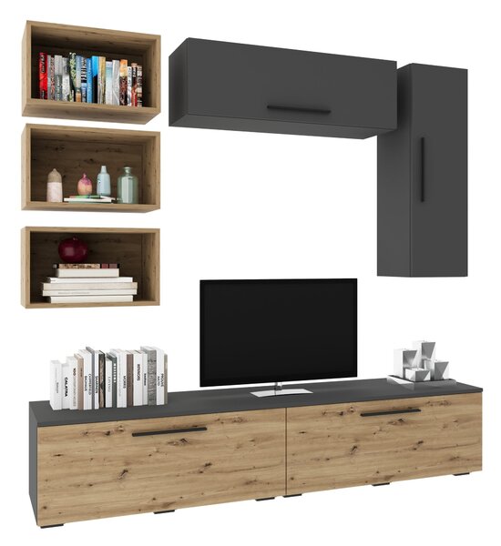 Living haaus V14, Antracit/Stejar Artisan, L 190 cm