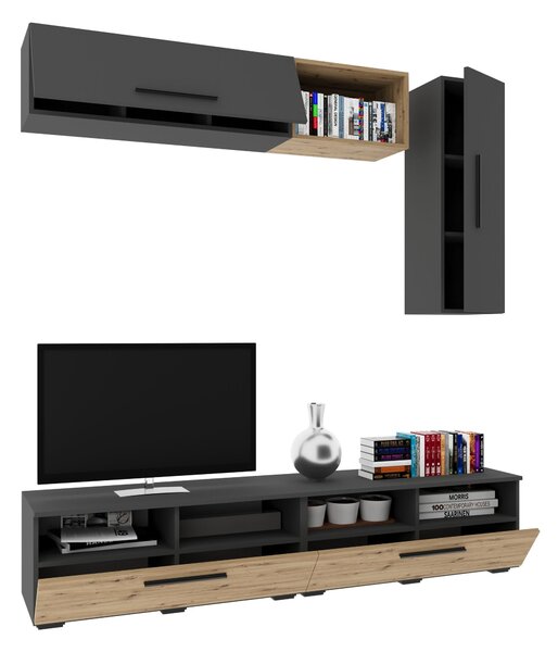 Living haaus V13, Antracit/Stejar Artisan, L 190 cm
