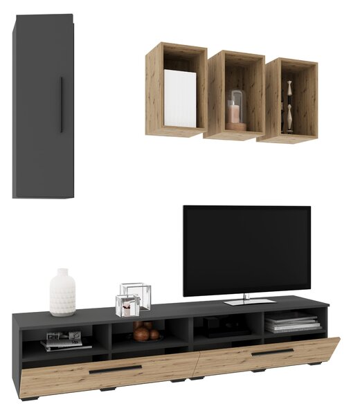 Living haaus V12, Antracit/Stejar Artisan, L 190 cm