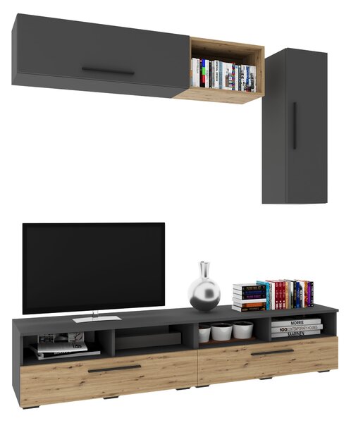 Living haaus V13, Antracit/Stejar Artisan, L 190 cm