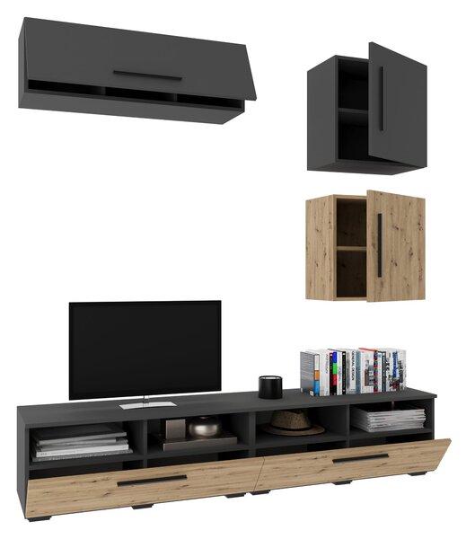 Living haaus V15, Antracit/Stejar Artisan, L 190 cm