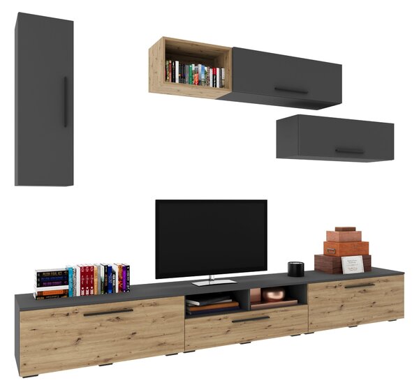 Living haaus V19, Antracit/Stejar Artisan, L 285 cm