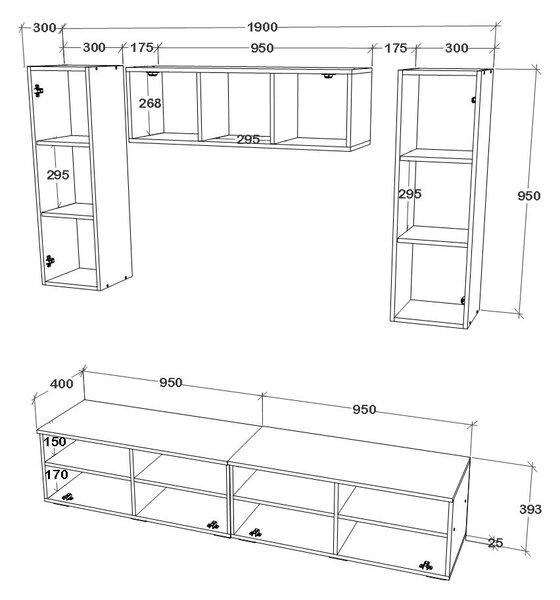 Living haaus V18, Antracit/Stejar Artisan, L 190 cm