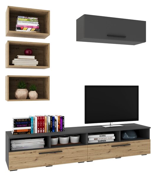 Living haaus V17, Antracit/Stejar Artisan, L 190 cm