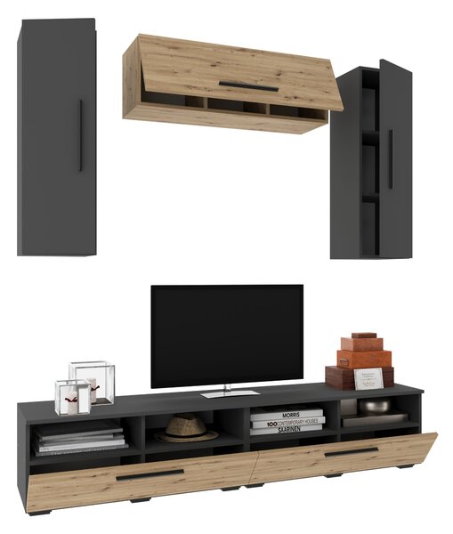 Living haaus V18, Antracit/Stejar Artisan, L 190 cm