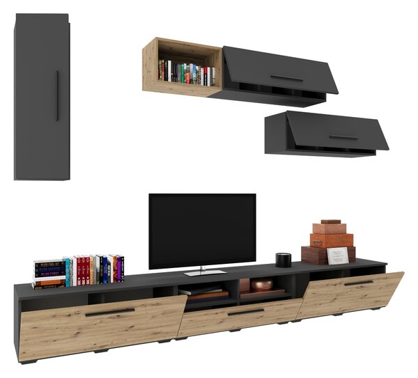 Living haaus V19, Antracit/Stejar Artisan, L 285 cm