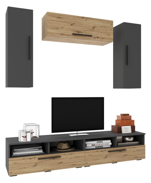 Living haaus V18, Antracit/Stejar Artisan, L 190 cm