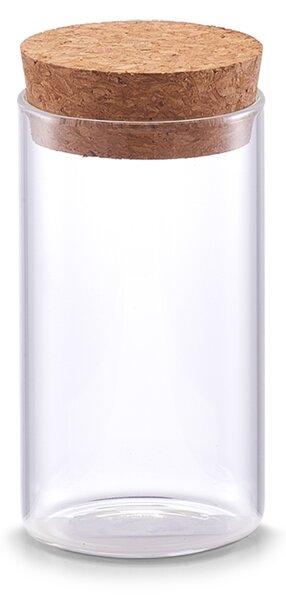 Borcan pentru depozitare cu capac din pluta, Transparent Glass, 175 ml, Ø 5,5xH10 cm