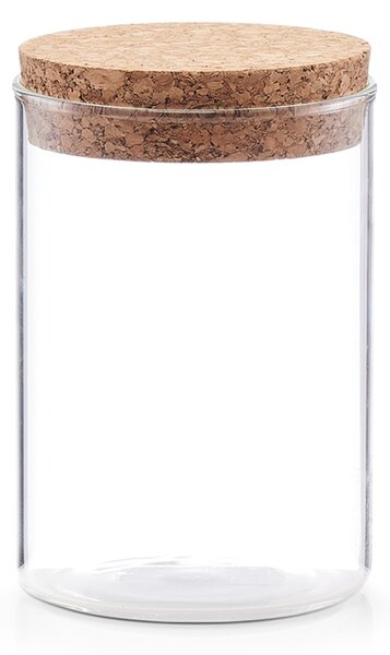Borcan pentru depozitare cu capac din pluta, Glass A, 400 ml, Ø 7,5xH12 cm