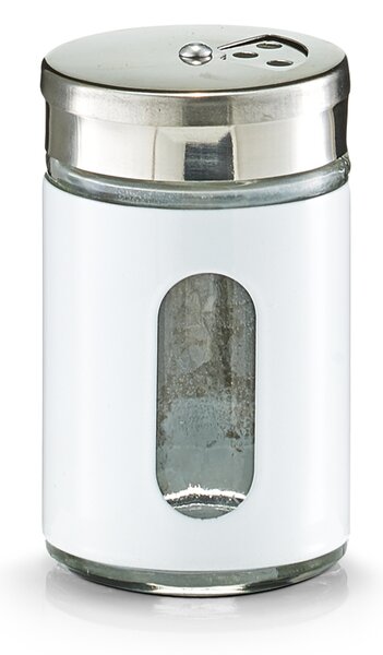 Recipient pentru condimente Visual, inox si sticla, White 90 ml, Ø 5xH8,5 cm