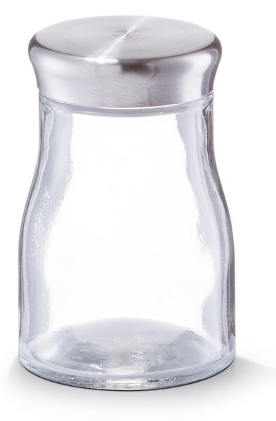 Recipient pentru condimente din sticla si inox, Transparent 140 ml, Ø 6xH9,5 cm