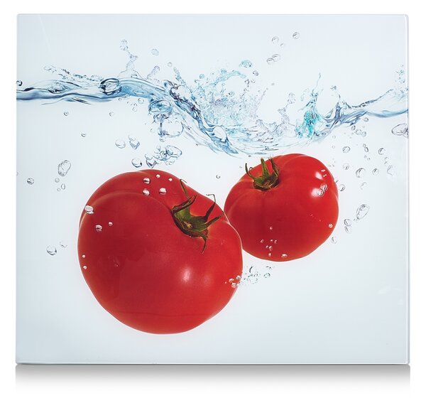 Placa din sticla protectie perete/plita, Tomato Splash, L56xl50 cm