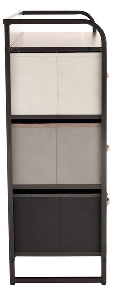 KONDELA Comodă cu sertare din material textil, bej/maro deschis/maro închis, HAZEL TYP 3