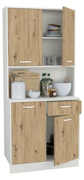Bufet haaus Oma, Stejar Artisan/Alb, L 84 cm