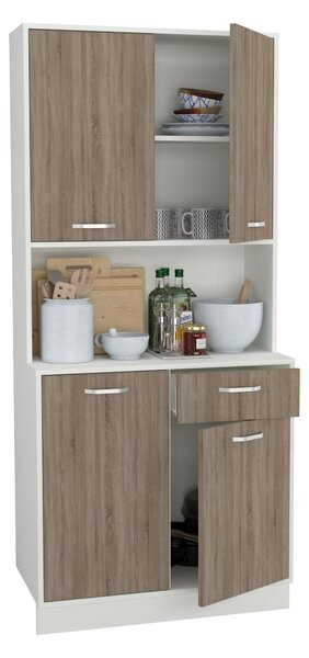 Bufet haaus Oma, Stejar Sonoma Inchis/Alb, L 84 cm