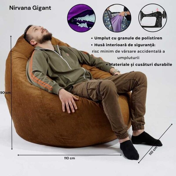 Fotoliu Nirvana Gigant, Material Impermeabil - Bege Butter