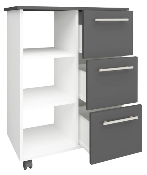 Corp haaus Loma, 3 Sertare, 3 Rafturi, Antracit/Alb, 64 x 35 x 85 cm