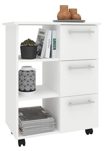 Corp haaus Loma, 3 Sertare, 3 Rafturi, Alb, 64 x 35 x 85 cm