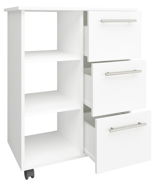 Corp haaus Loma, 3 Sertare, 3 Rafturi, Alb, 64 x 35 x 85 cm
