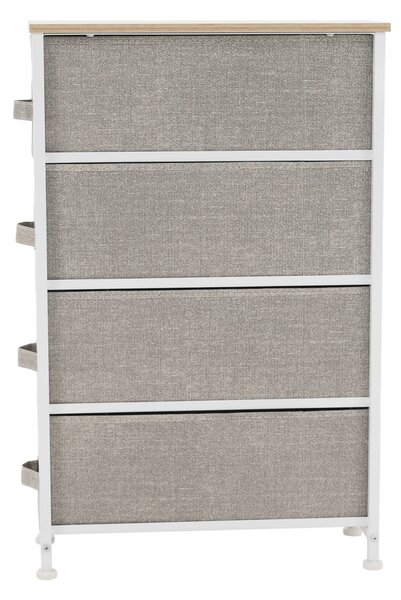KONDELA Comodă cu sertare din material textil, gri deschis/alb/bej, OFELIA TYP 2
