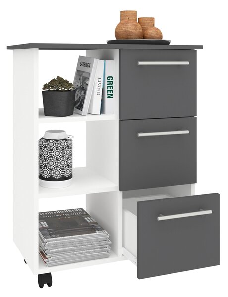 Corp haaus Loma, 3 Sertare, 3 Rafturi, Antracit/Alb, 64 x 35 x 85 cm