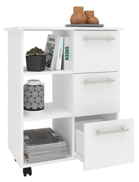 Corp haaus Loma, 3 Sertare, 3 Rafturi, Alb, 64 x 35 x 85 cm
