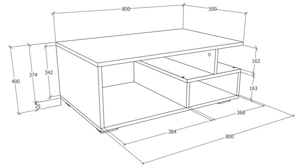 Masuta haaus Tapa, Antracit/Alb, 80 x 50 x 40 cm