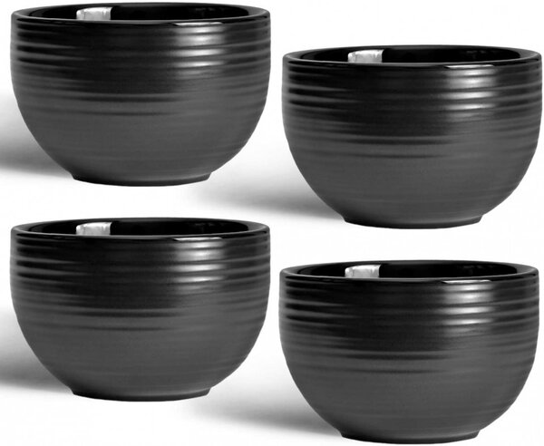 Set de 4 cesti pentru cappuccino MELOX, portelan, negru, 8,5 x 6 x 4,5 cm, 200 ml