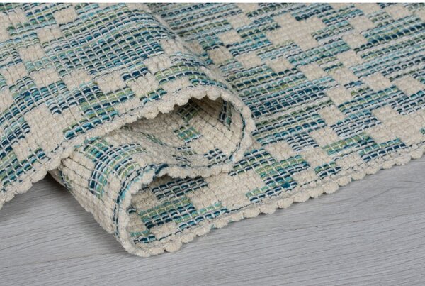 Covor din bumbac Flair Rugs Leela, 60 x 200 cm, bej - albastru