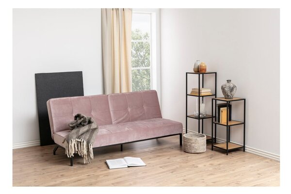 Bibliotecă neagră/în culoare naturală cu aspect de lemn de stejar 37x83 cm Seaford – Actona