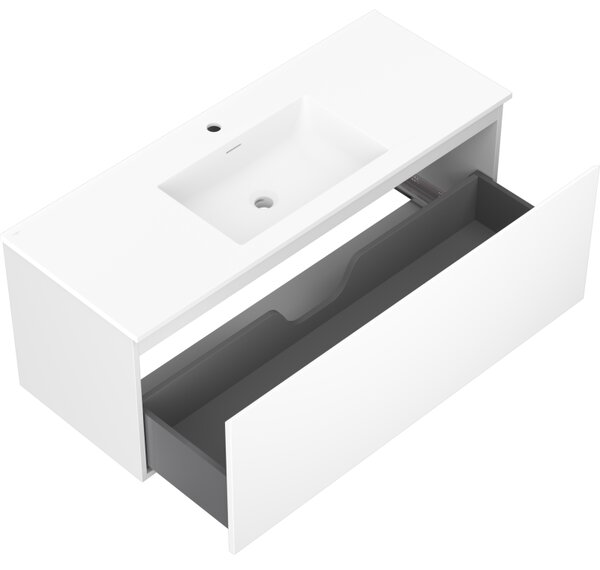 Mexen Orio, mobilier de baie 120 cm cu lavoar Otis, 1 sertar, alb mat, 91A10-12047-1-BF01-W18M01