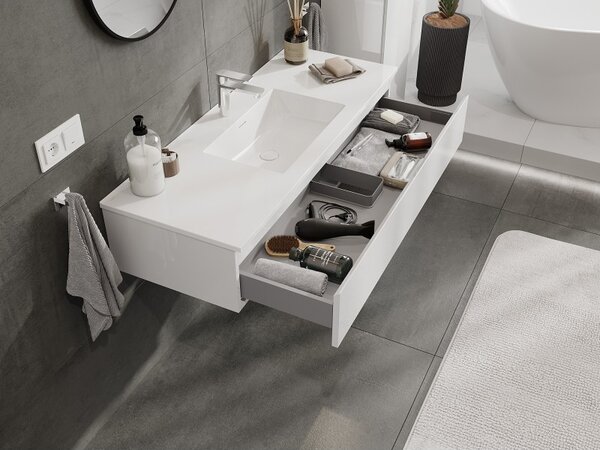 Mexen Orio, mobilier de baie 120 cm cu lavoar Otis, 1 sertar, alb lucios, 91A10-12023-1-BF00-W18M00