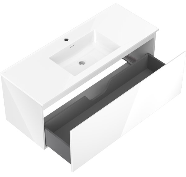 Mexen Orio, mobilier de baie 120 cm cu lavoar Otis, 1 sertar, alb lucios, 91A10-12047-1-BF00-W18M00