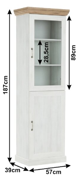 KONDELA Vitrină, pin nordic/stejar sălbatic, ROYAL W1D