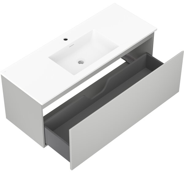 Mexen Orio, mobilier de baie 120 cm cu lavoar Otis, 1 sertar, gri mat/alb mat, 91A10-12047-1-BF62-W18M01