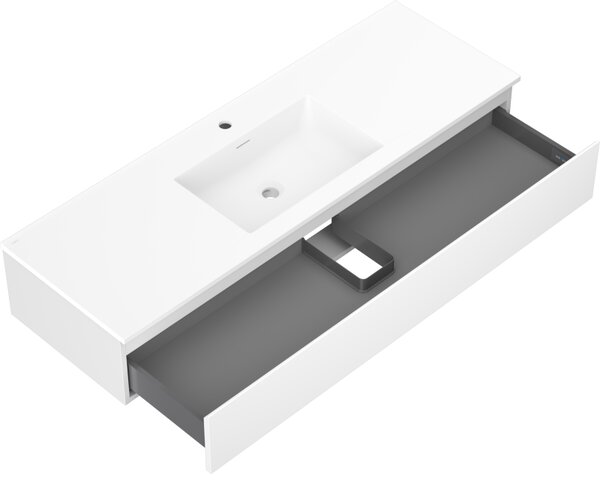 Mexen Orio, mobilier de baie 140 cm cu lavoar Otis, 1 sertar, alb mat, 91A10-14023-1-BF01-W18M01