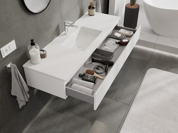 Mexen Orio, mobilier de baie 140 cm cu lavoar Otis, 1 sertar, alb mat, 91A10-14023-1-BF01-W18M01