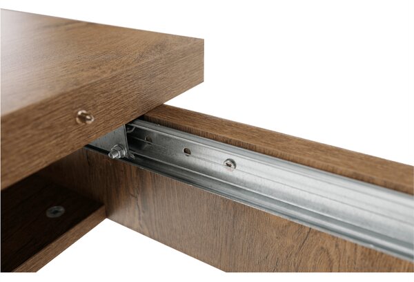 KONDELA Masă extensibilă pentru dining, stejar lefkas închis, 160-203x90 cm, MONTANA STW