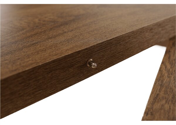 KONDELA Masă extensibilă pentru dining, stejar lefkas închis, 160-203x90 cm, MONTANA STW