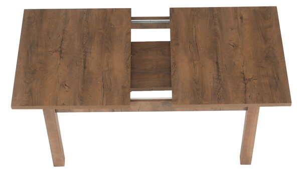 KONDELA Masă extensibilă pentru dining, stejar lefkas închis, 160-203x90 cm, MONTANA STW