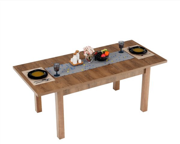 KONDELA Masă extensibilă pentru dining, stejar lefkas închis, 160-203x90 cm, MONTANA STW