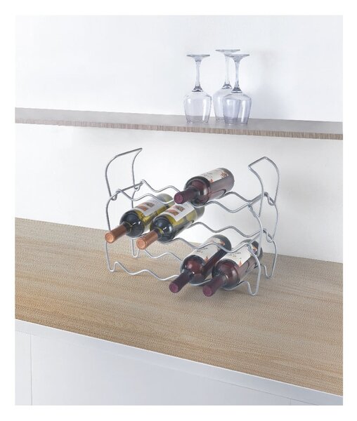 Suport cu 3 nivele pentru 12 sticle de vin Metaltex Wine, lungime 45 cm