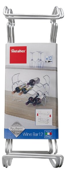 Suport cu 3 nivele pentru 12 sticle de vin Metaltex Wine, lungime 45 cm