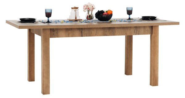KONDELA Masă extensibilă pentru dining, stejar lefkas închis, 160-203x90 cm, MONTANA STW